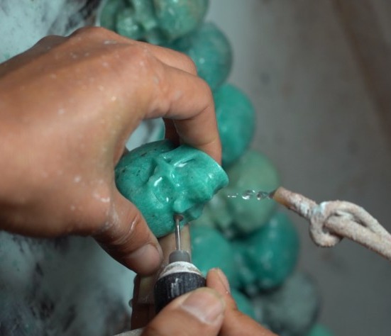 carving crystal in factory